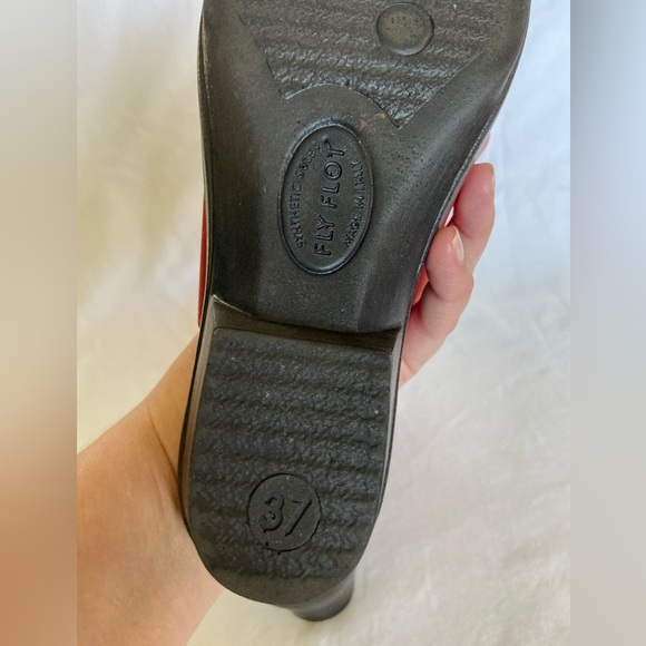 Fly Flot Womens Slides Sandals Red Double Strap Low Heel Wedge Slip On 37 US 6 - Picture 11 of 11